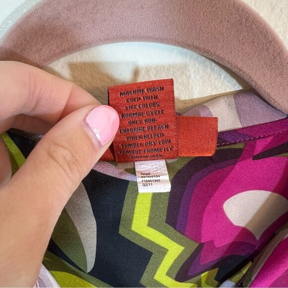 ✨ Missoni for Target Multicolor Abstract Blouse Retro Button Down Collared M - Picture 6 of 12